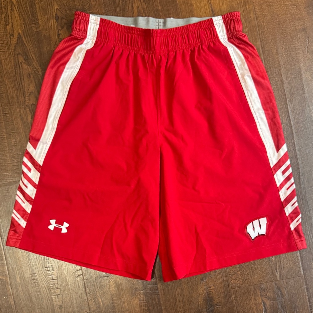 Under Armour Men's Red and White Athletic Shorts -new